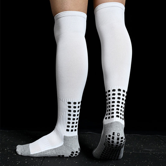 Long Football Grip Socks White